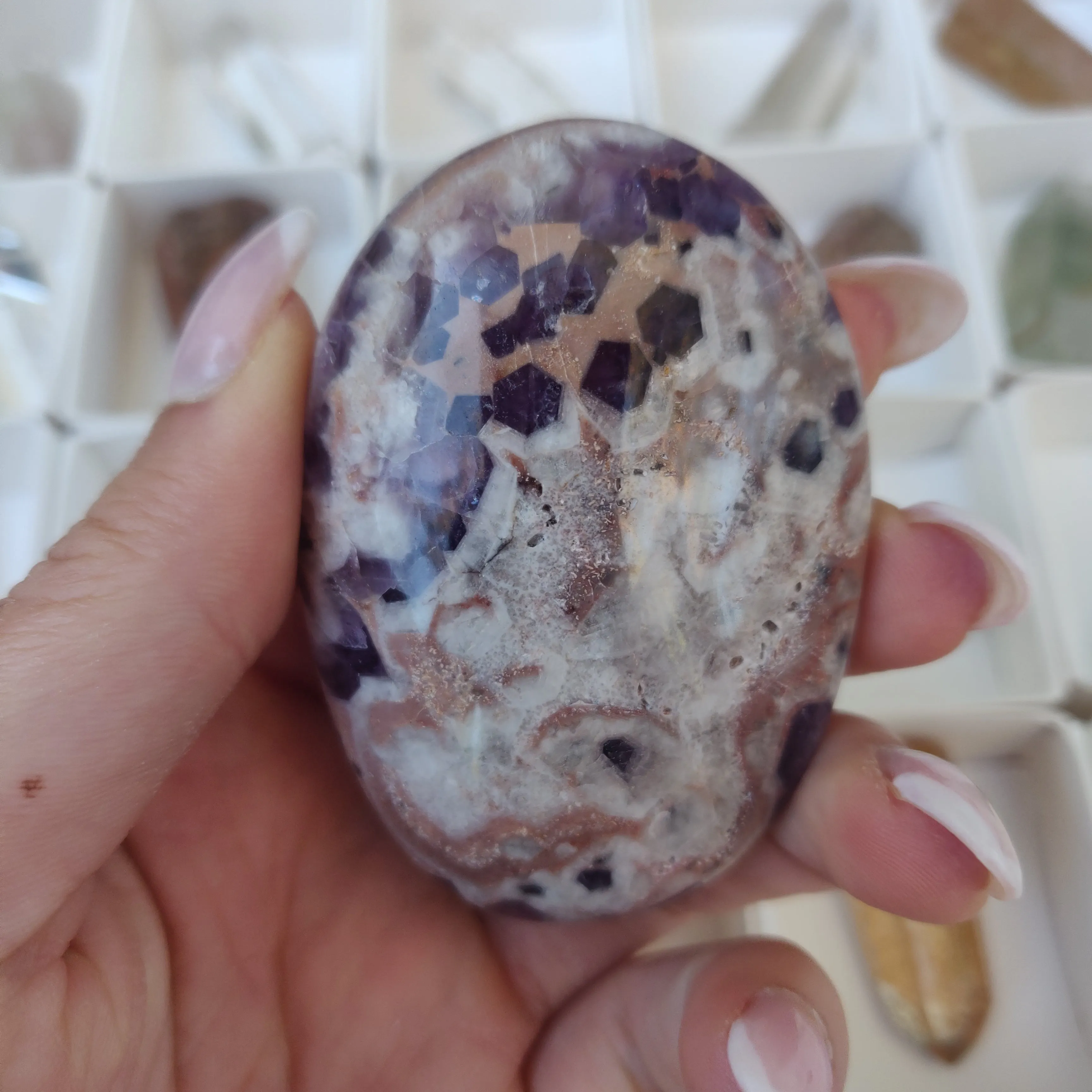 Chevron Amethyst Palm Stone (#20)
