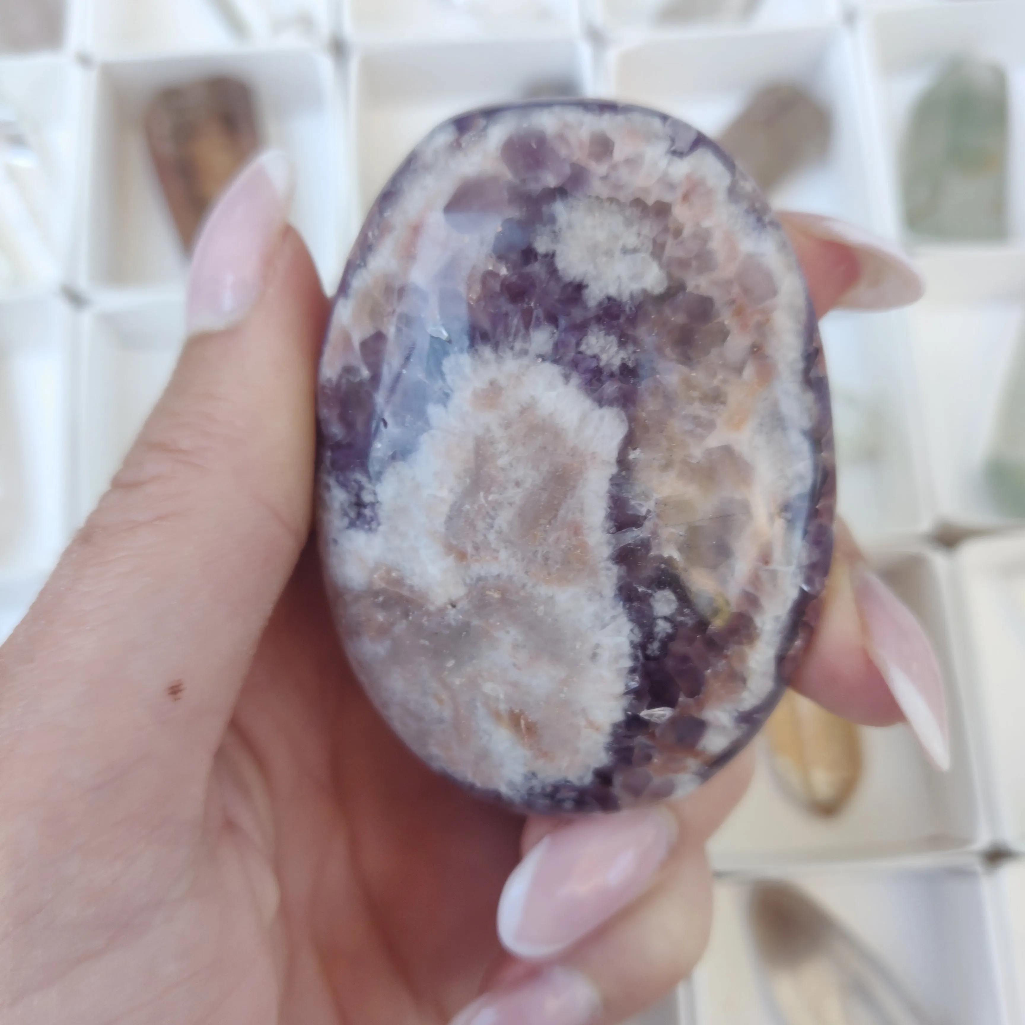 Chevron Amethyst Palm Stone (#20)
