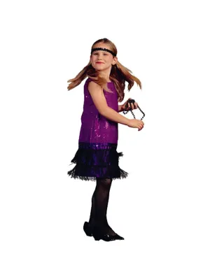 Child Purple Sequin Flapper Dress Costume