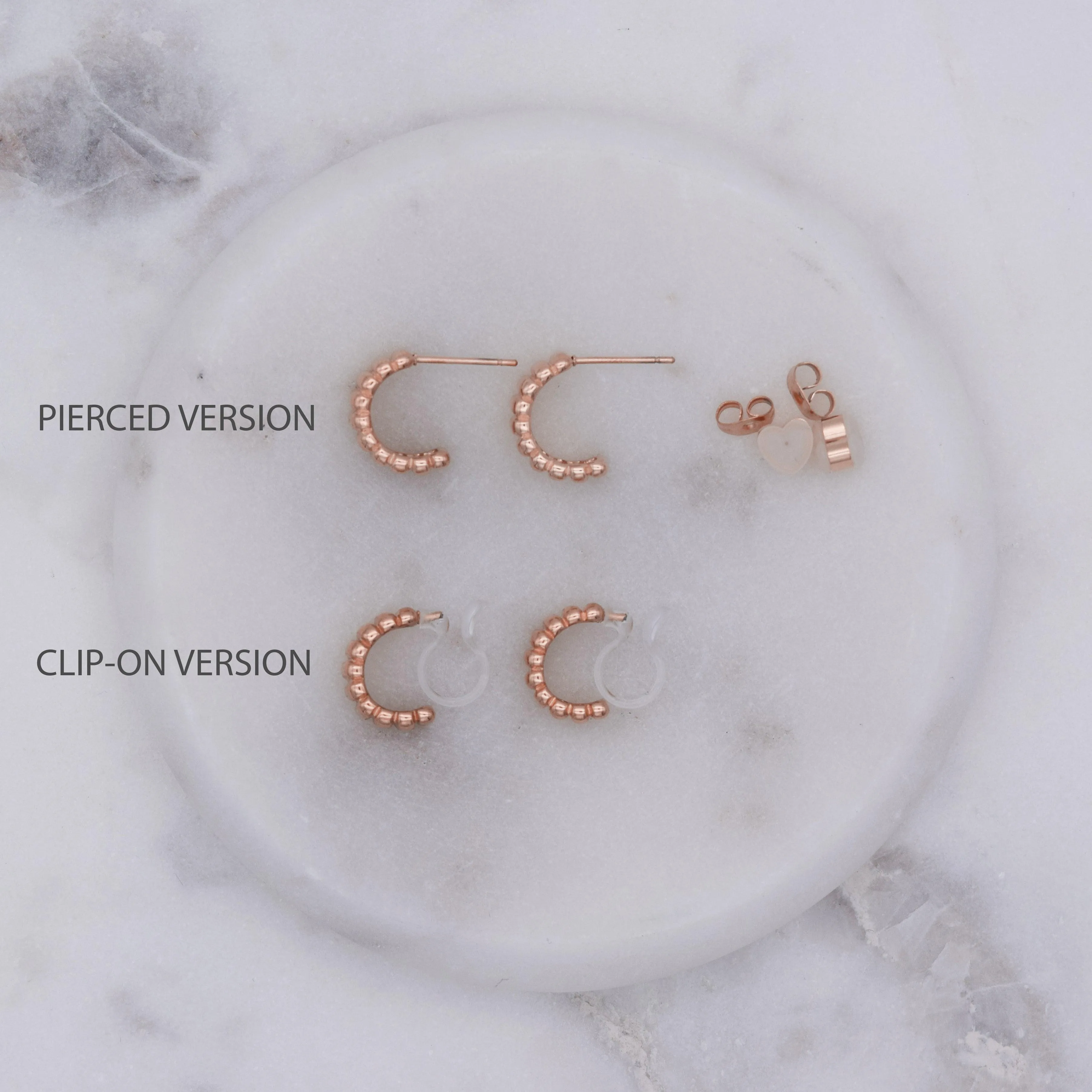 CHUNKY BAR HUGGIE HOOP CLIP-ON EARRINGS IN ROSE GOLD