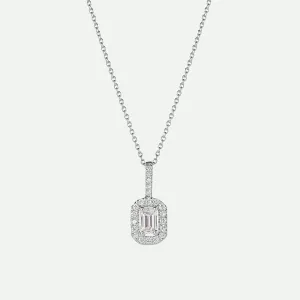 Cielo | 9ct White Gold 0.50ct tw Lab Grown Diamond Halo Necklace 18 Inches