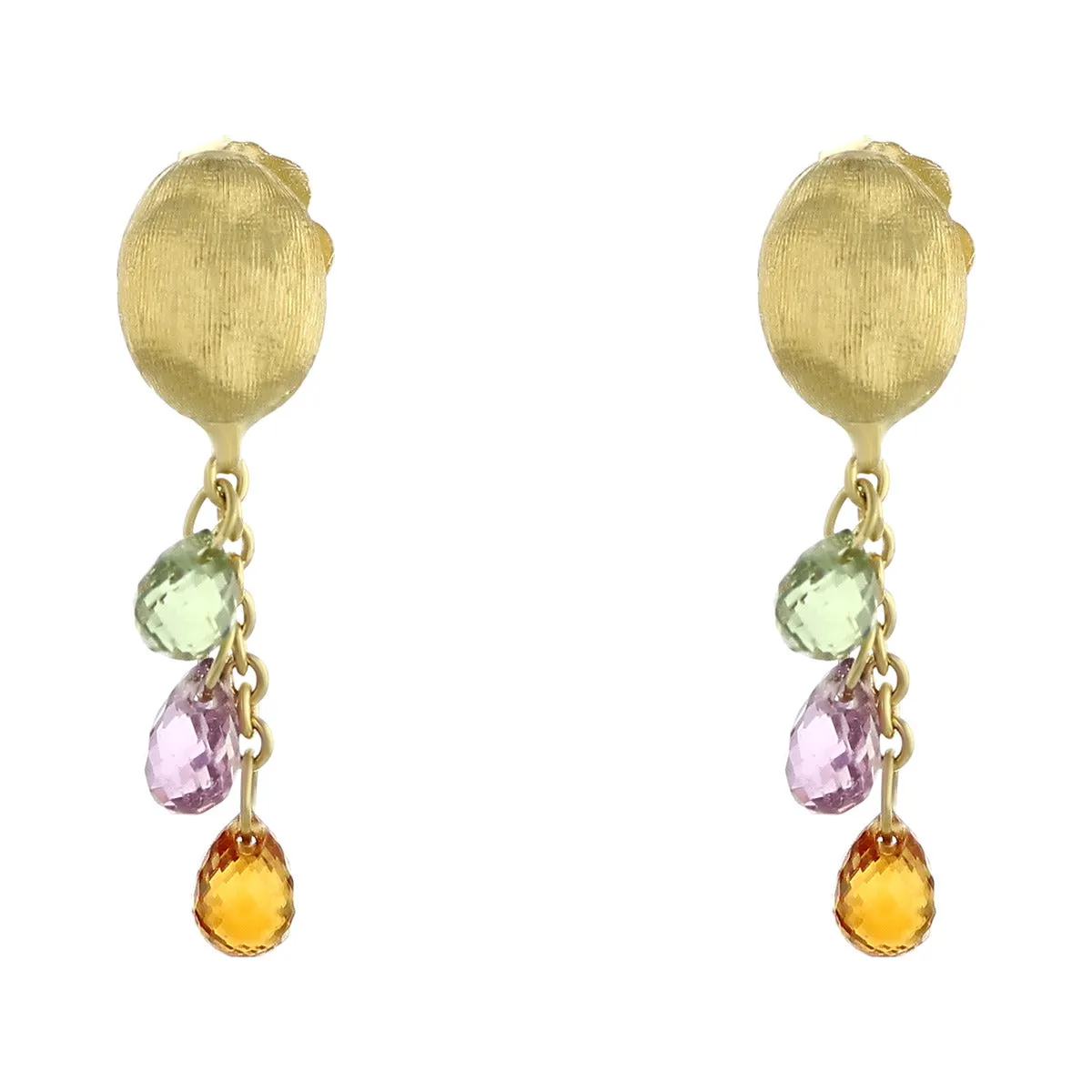 Citrine, Amethyst, and Quartz Briolette Earrings