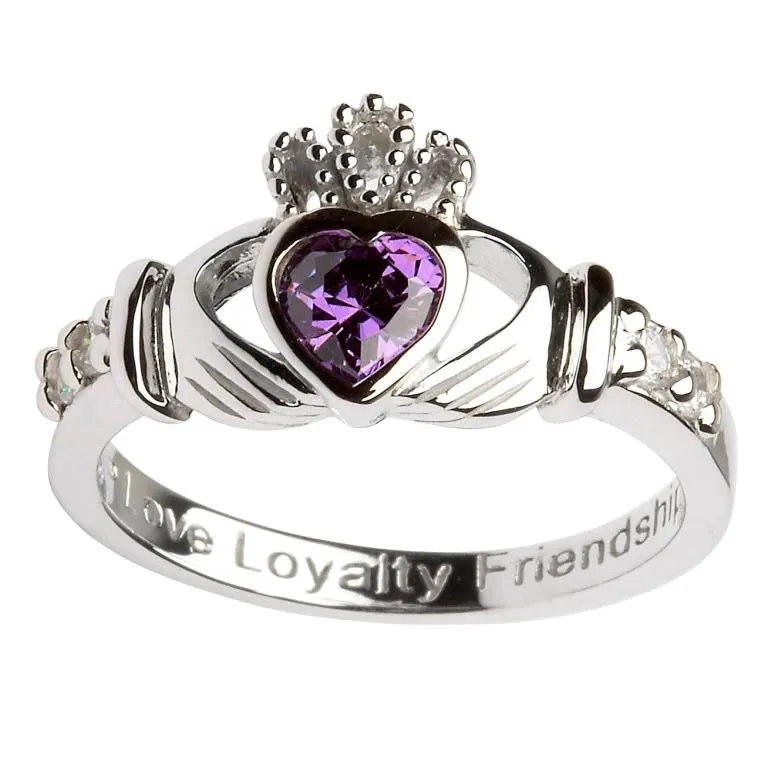 Claddagh Birthstone Ring | February