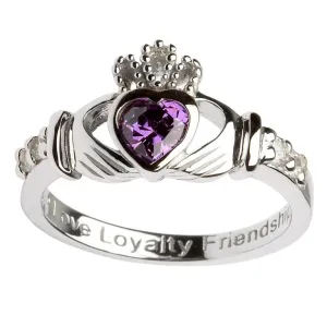 Claddagh Birthstone Ring | February
