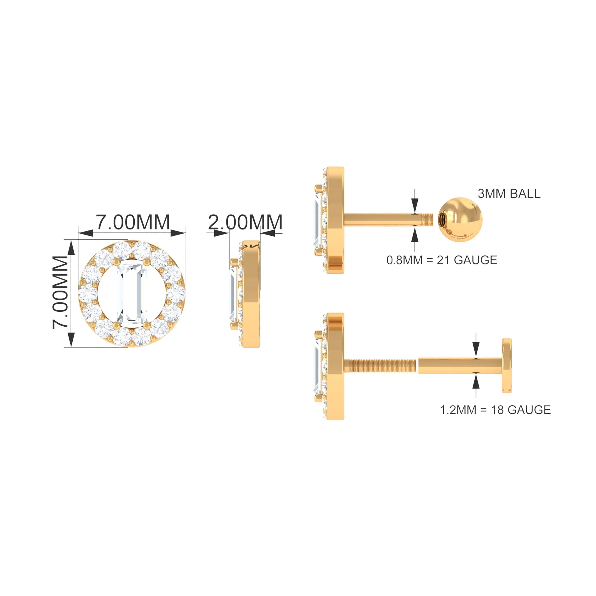 Classic Moissanite Gold Circle Cartilage Earring