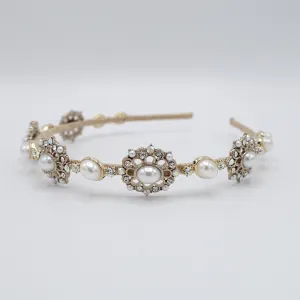 classic pearl rhinestone headband baroque pattern antique hair accessory for women