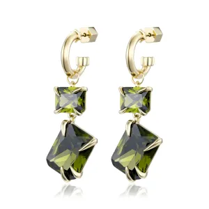 Claw Double Drop Earrings - 18K Gold   Peridot
