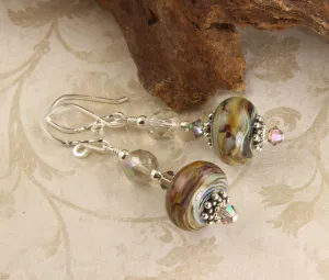 Colorful Topaz Swirls Lampwork Earrings