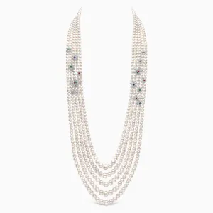 Contessa 18K Gold Freshwater Pearl and Floral Diamond Gemstone Necklace