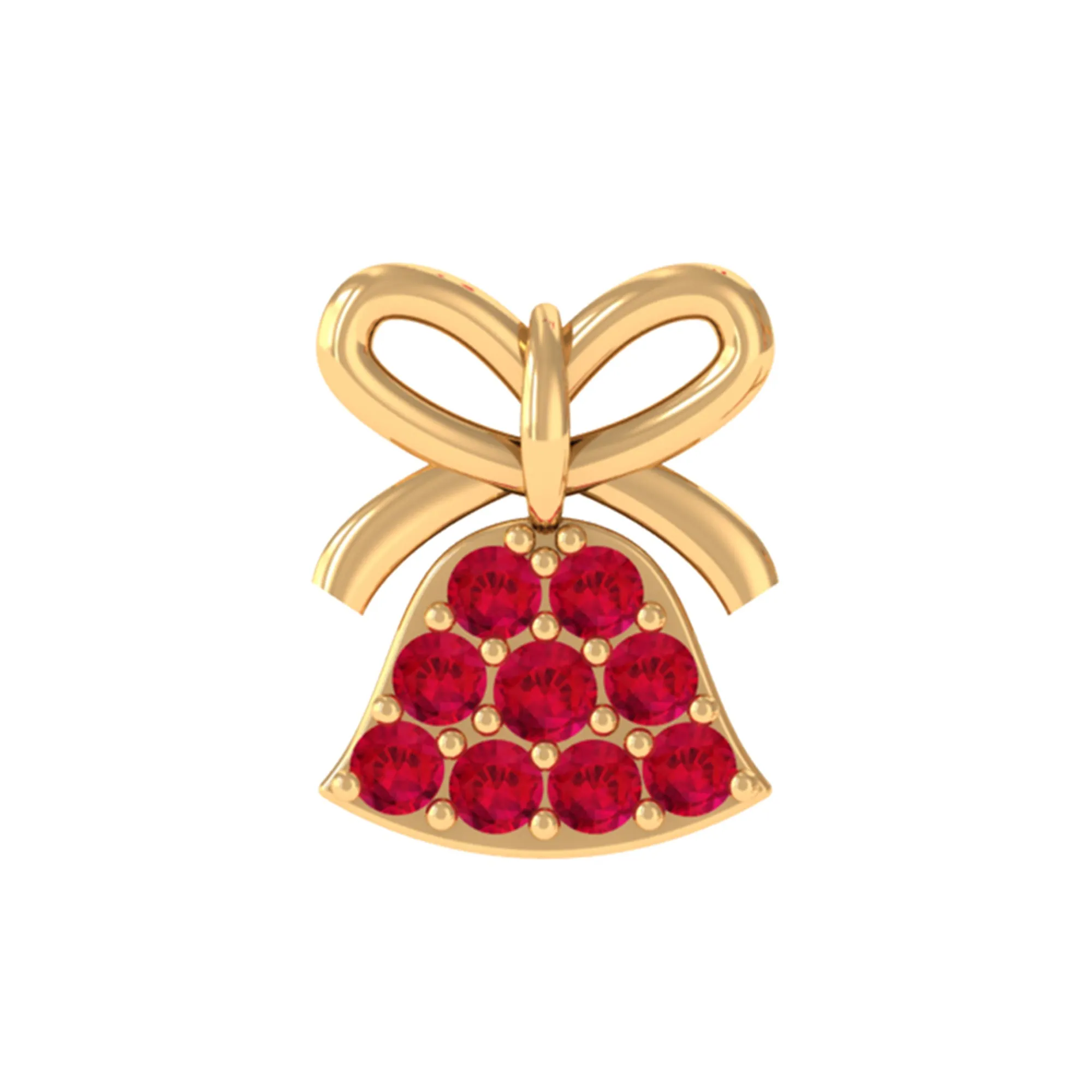 Created Ruby Christmas Jingle Bell and Bow Cartilage Earring
