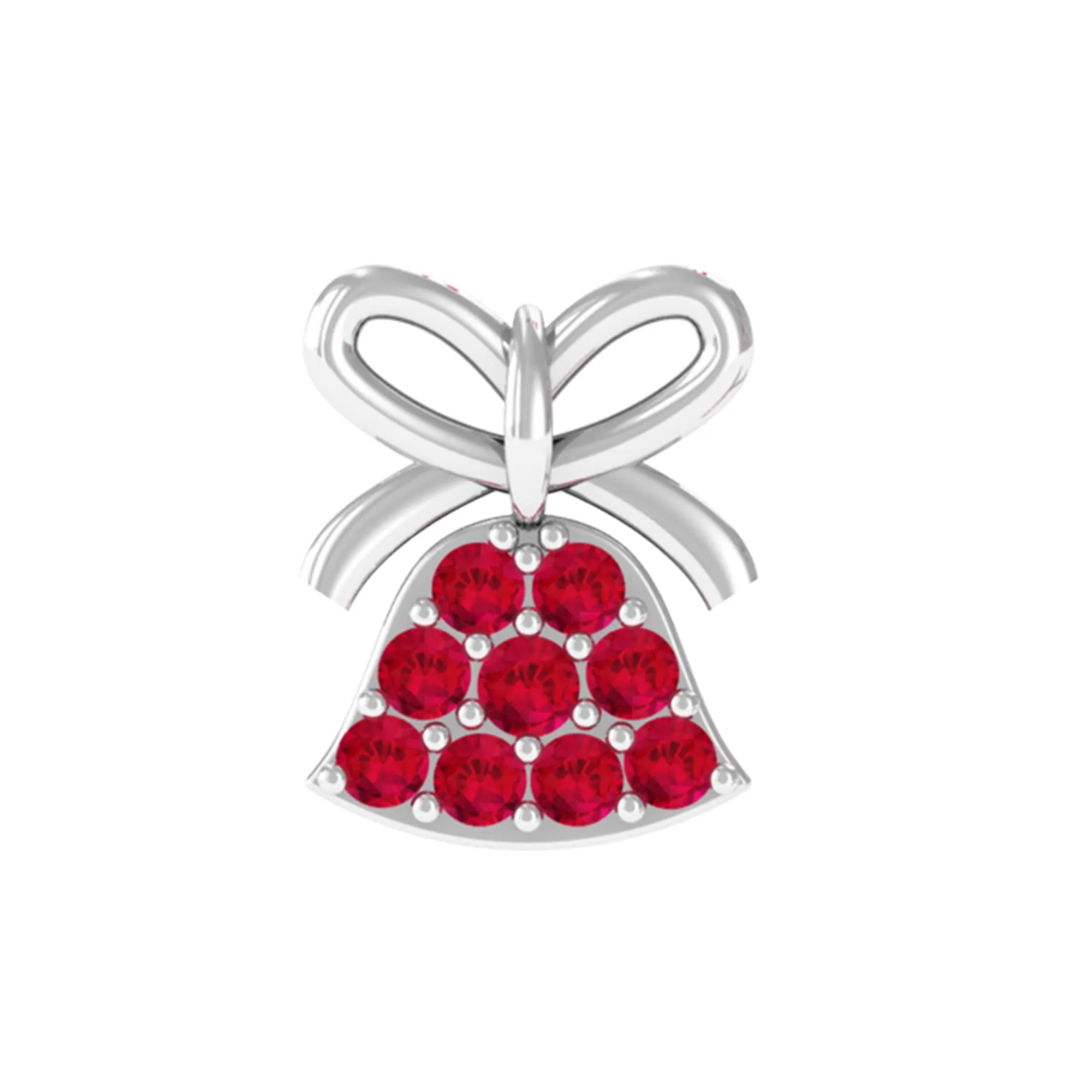 Created Ruby Christmas Jingle Bell and Bow Cartilage Earring