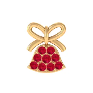 Created Ruby Christmas Jingle Bell and Bow Cartilage Earring