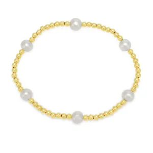 Credo Gold Colour Bead Bracelet With Cultured Freshwater Pearls