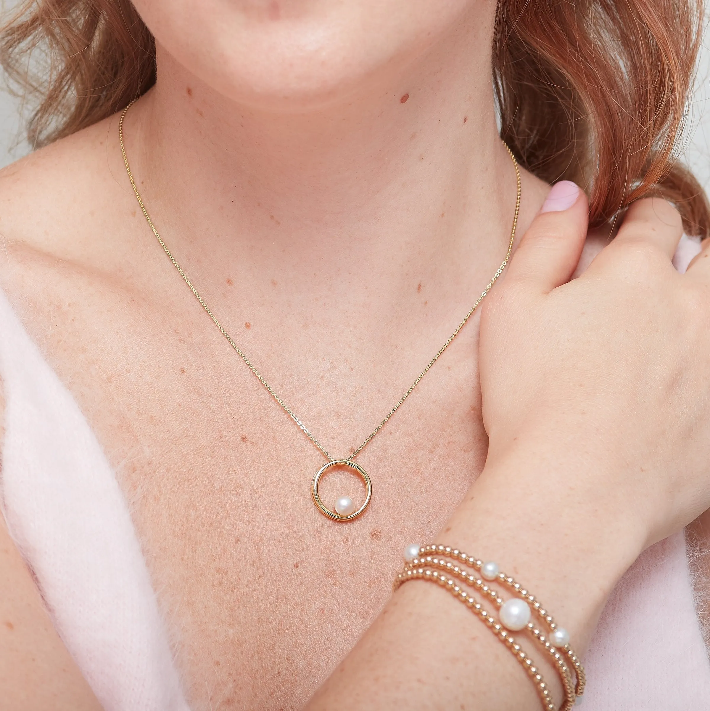 Credo Gold Colour Bead Bracelet With Cultured Freshwater Pearls