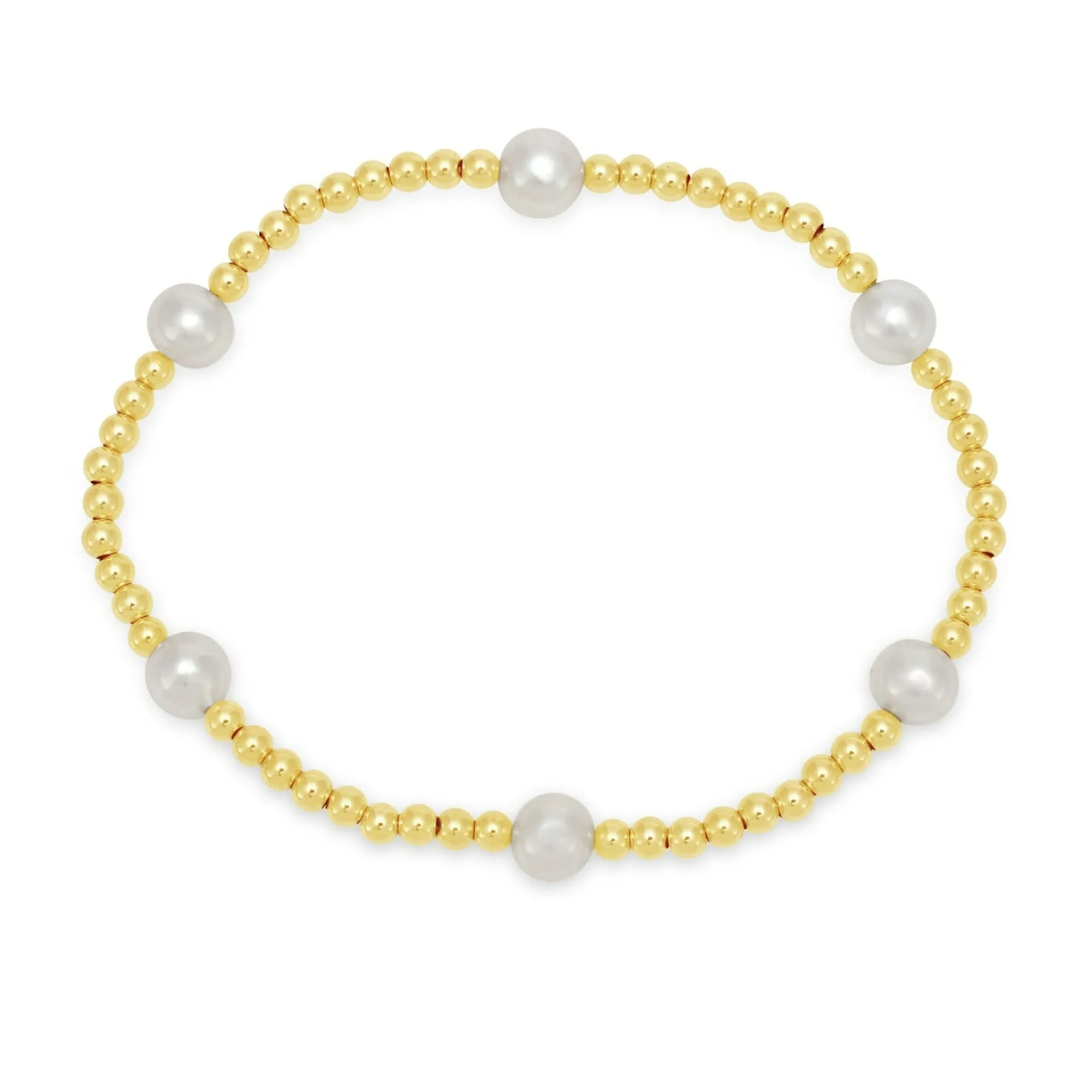 Credo Gold Colour Bead Bracelet With Cultured Freshwater Pearls