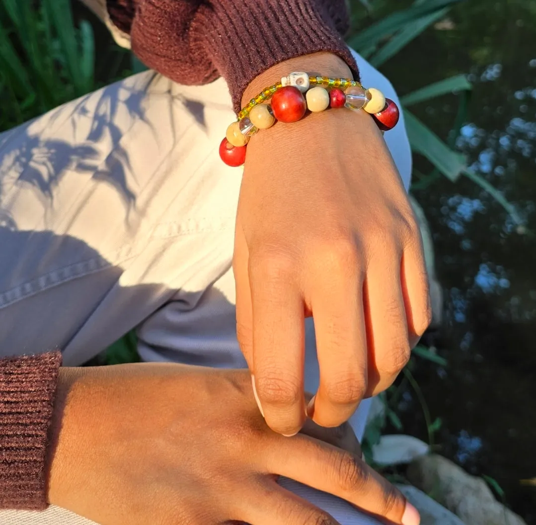 Crystal and Wood Bracelet
