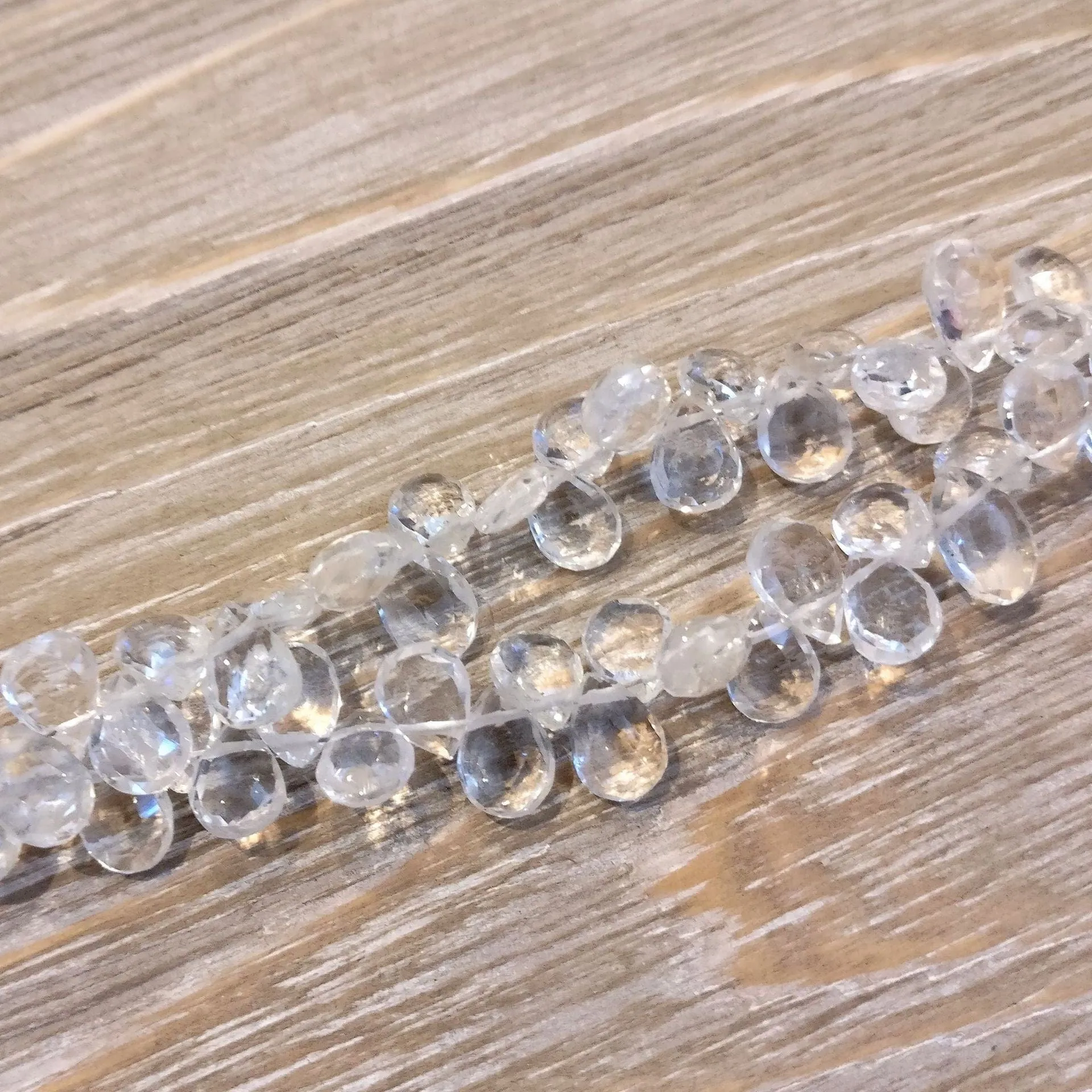 Crystal Quartz Faceted Pear Briolette Beads (set of 5)