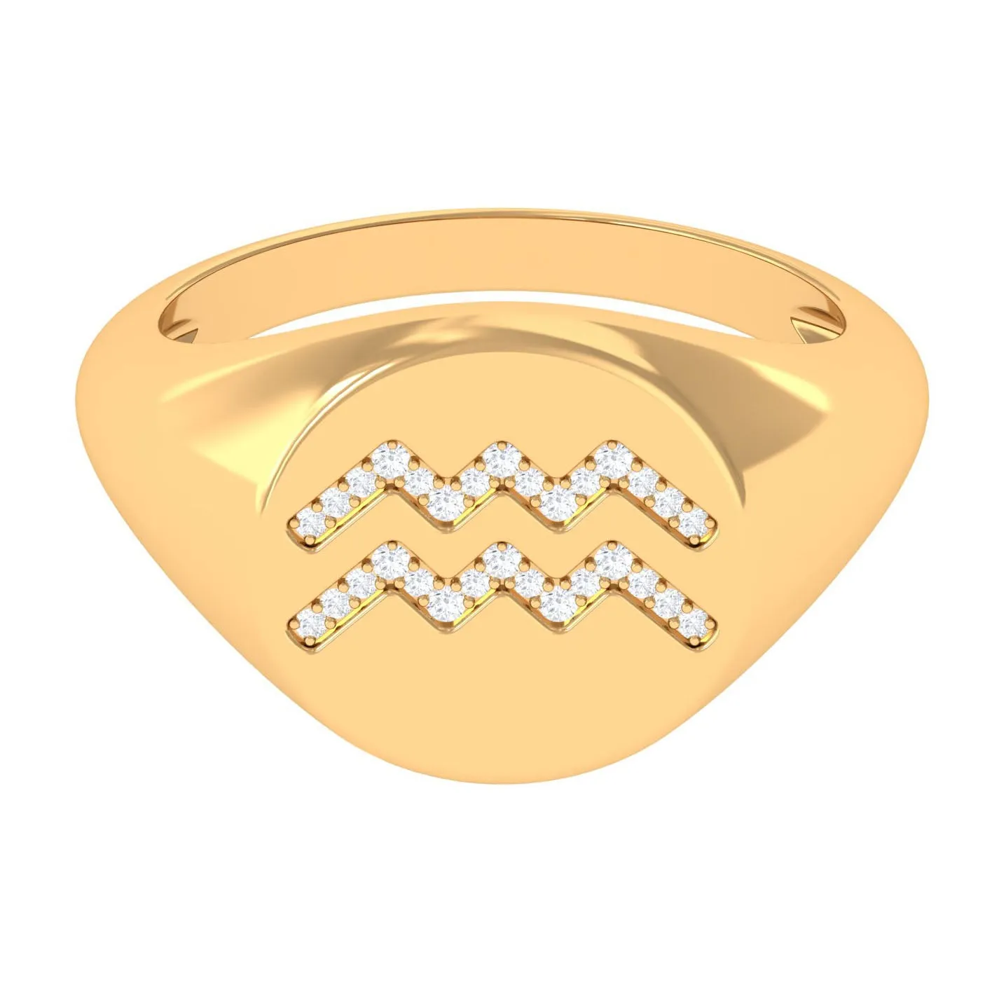 Cubic Zirconia Aquarius Zodiac Signet Ring