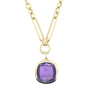 Cushion Amethyst Pendant Necklace