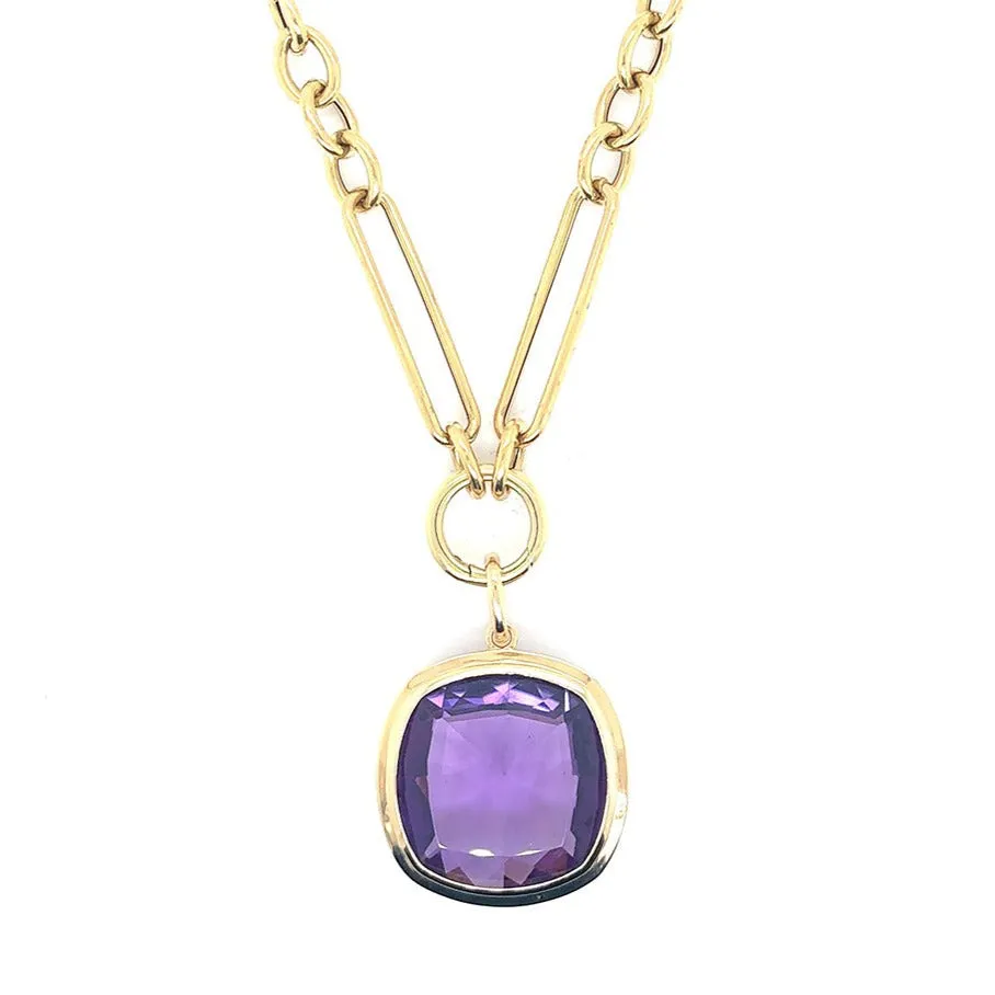 Cushion Amethyst Pendant Necklace