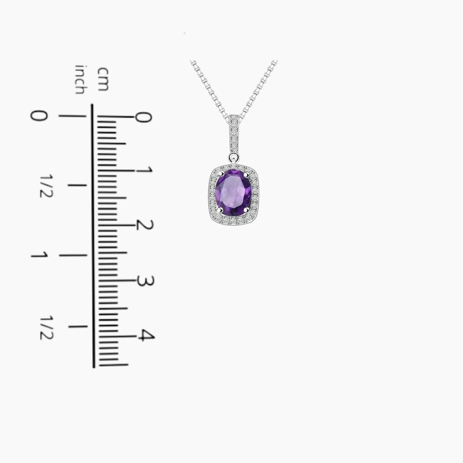 Cushion Cut Amethyst & CZ Pendant in Sterling Silver