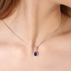 Cushion Cut Amethyst & CZ Pendant in Sterling Silver