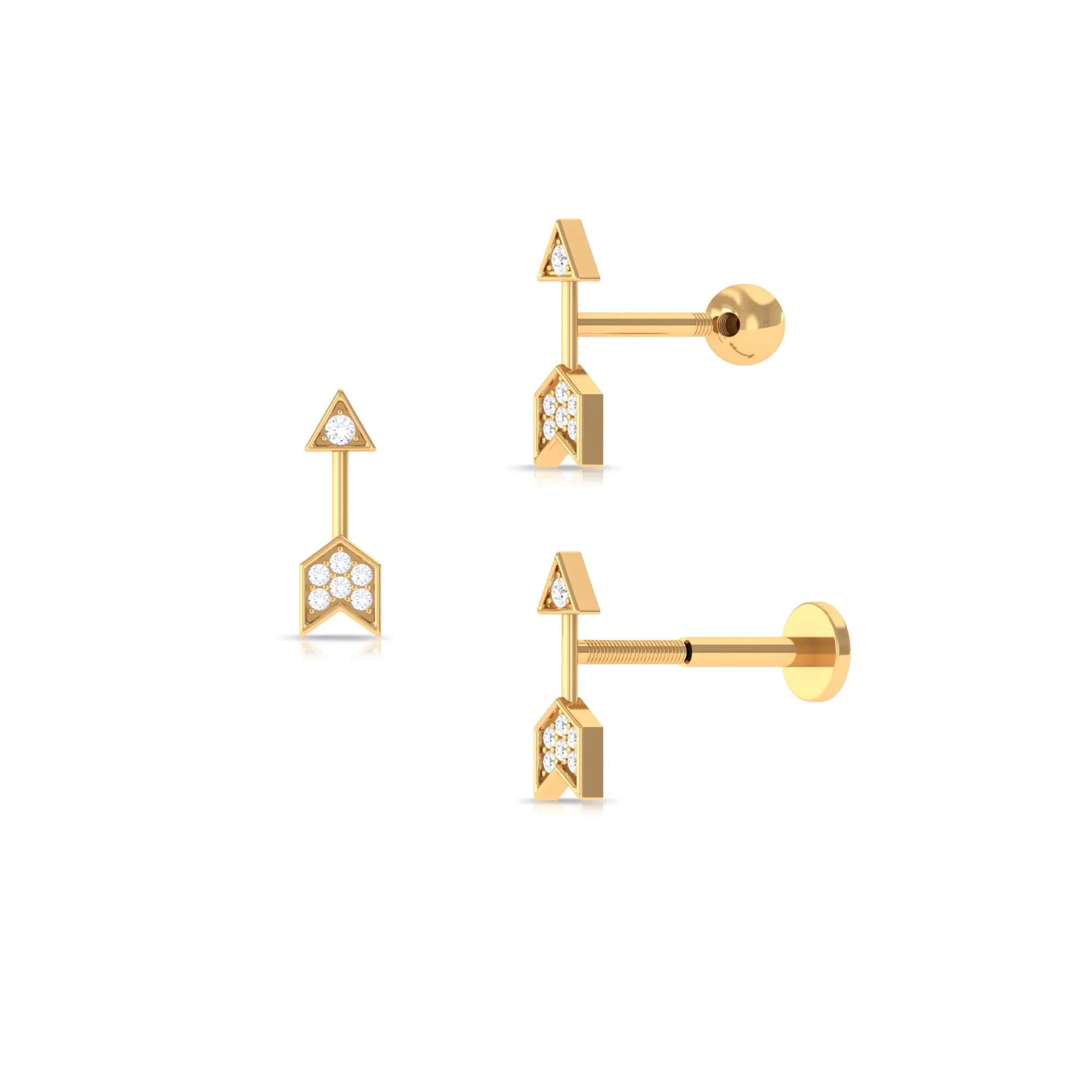 Dainty Diamond Gold Arrow Earring for Helix Piercing