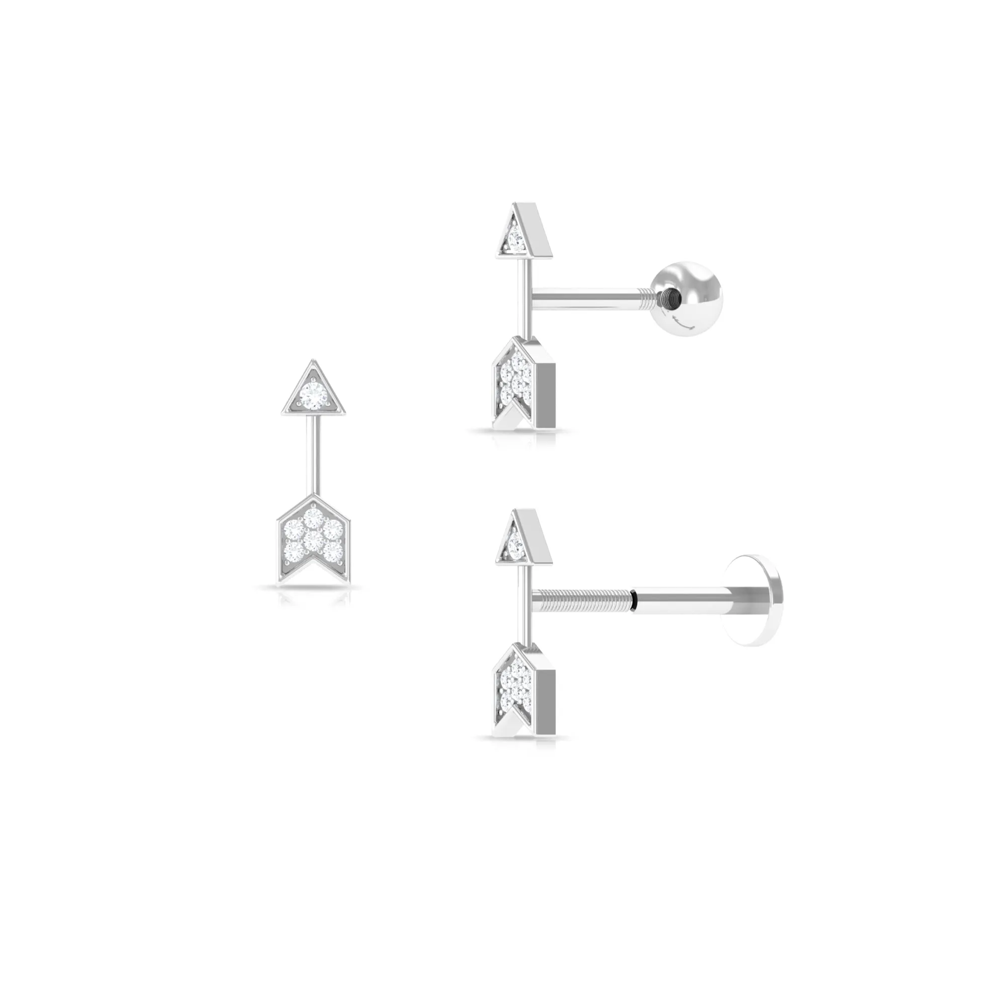 Dainty Diamond Gold Arrow Earring for Helix Piercing