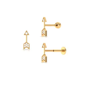 Dainty Diamond Gold Arrow Earring for Helix Piercing