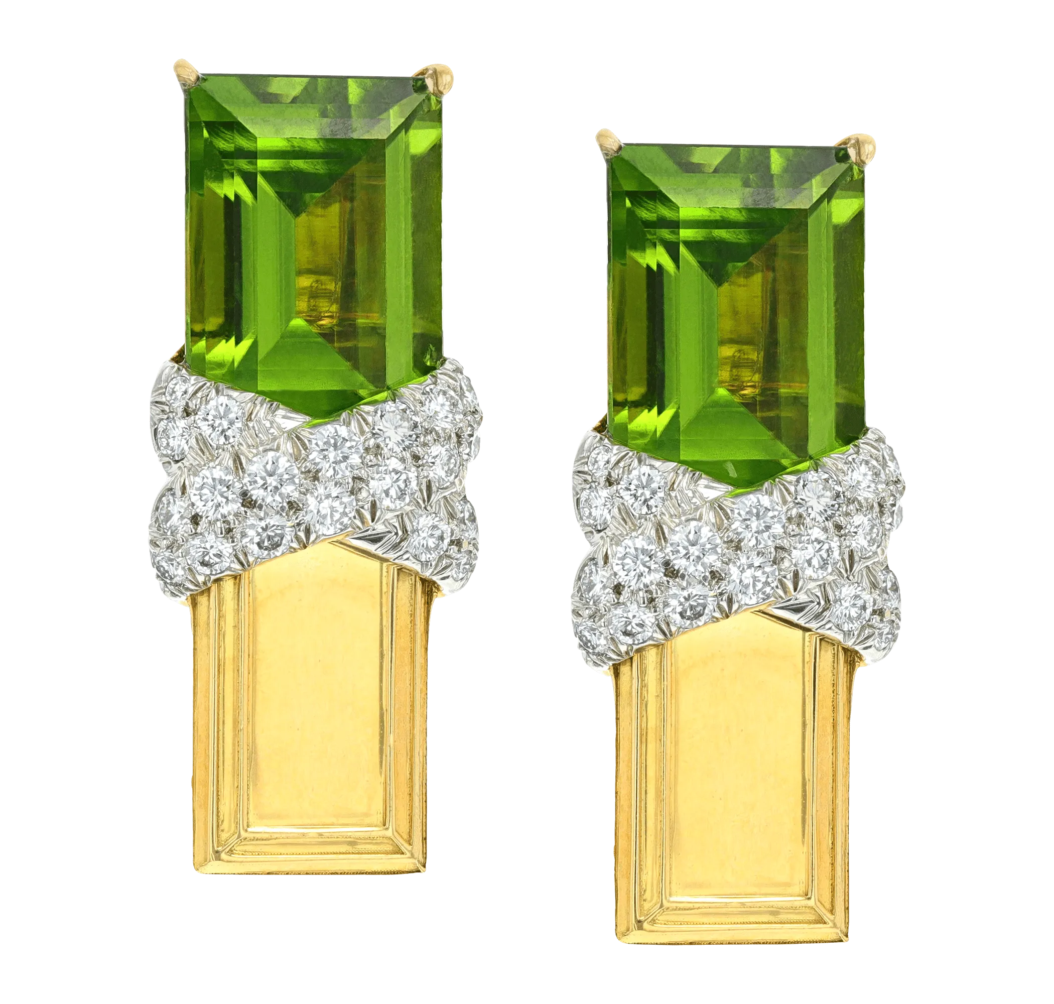 David Webb Peridot and Diamond Earrings