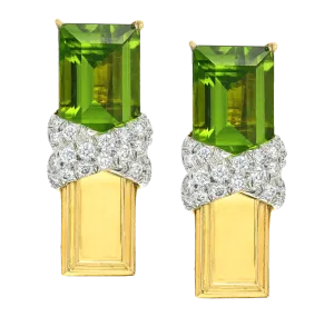 David Webb Peridot and Diamond Earrings