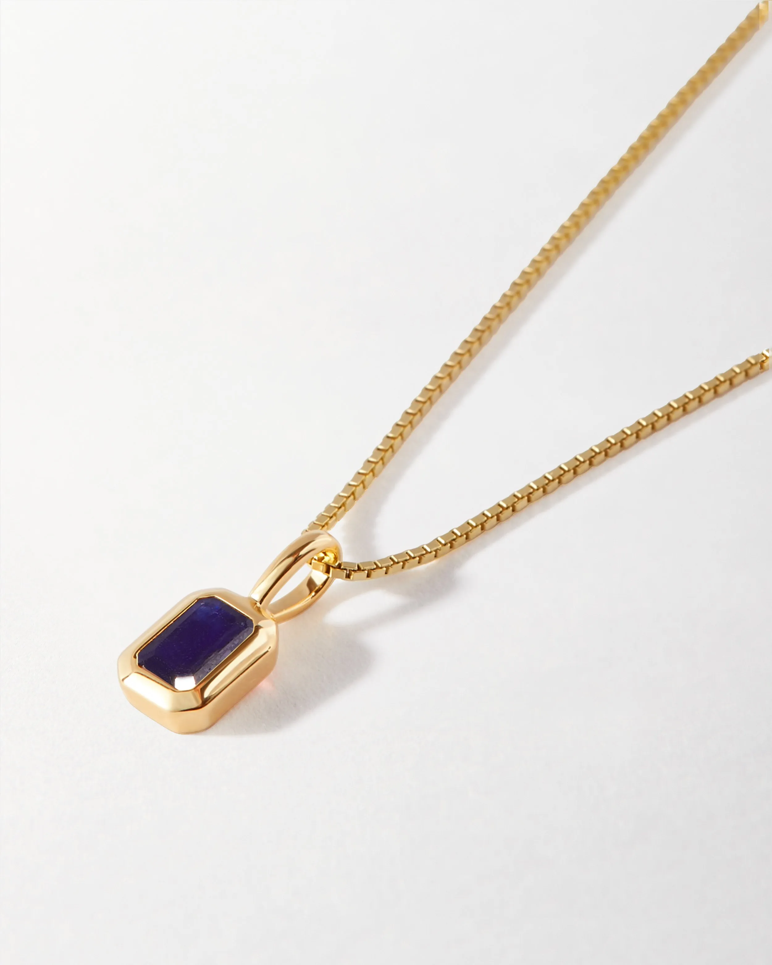 Deco Blue Sapphire September Birthstone Necklace