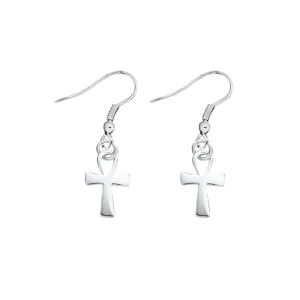 Decorative Silver Cross Earrings