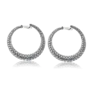 Diamond Circle Front Facing Hoop Style Earrings