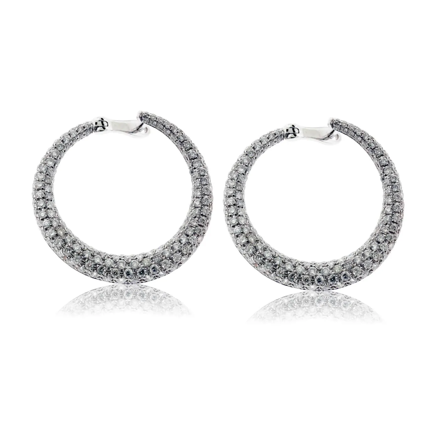 Diamond Circle Front Facing Hoop Style Earrings