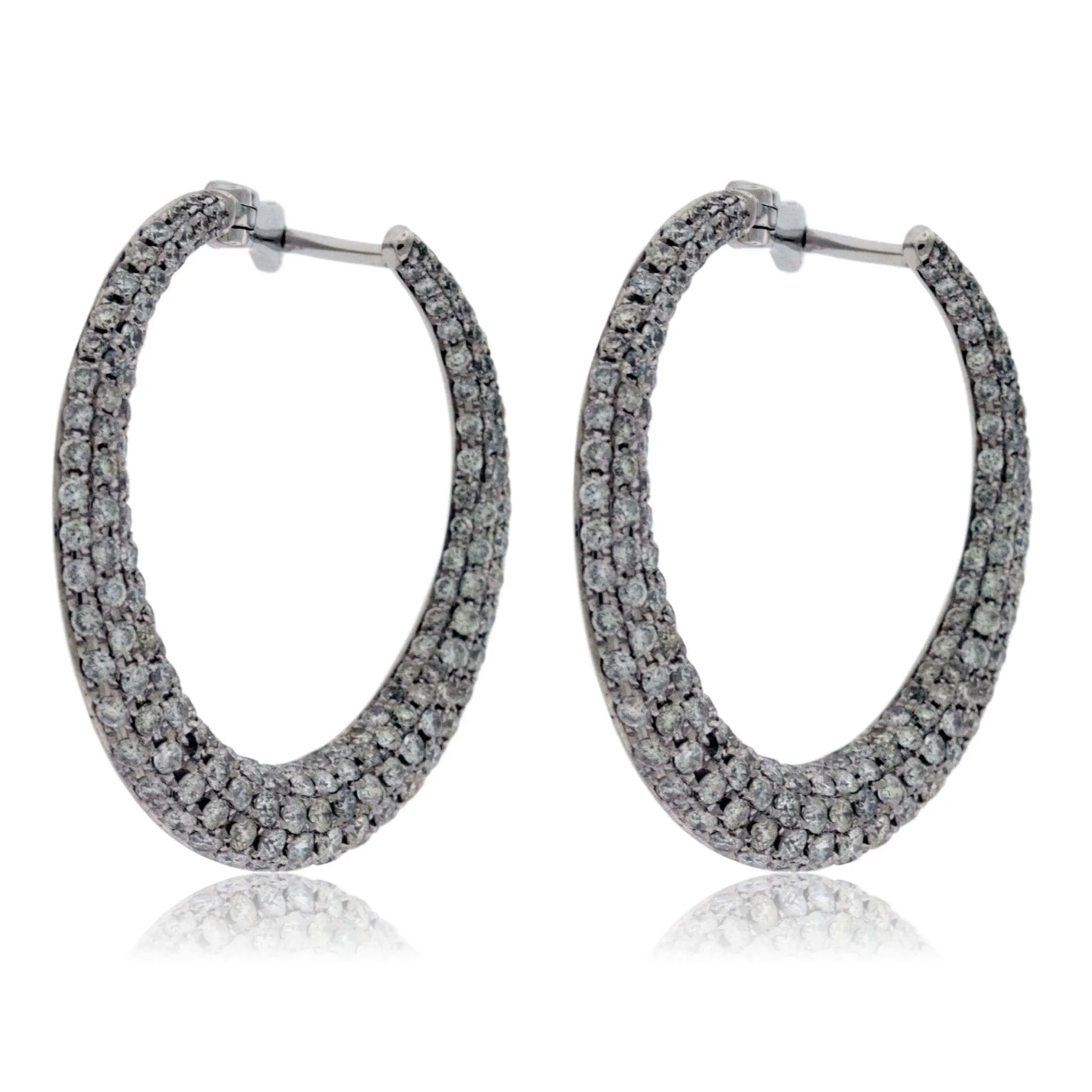 Diamond Circle Front Facing Hoop Style Earrings
