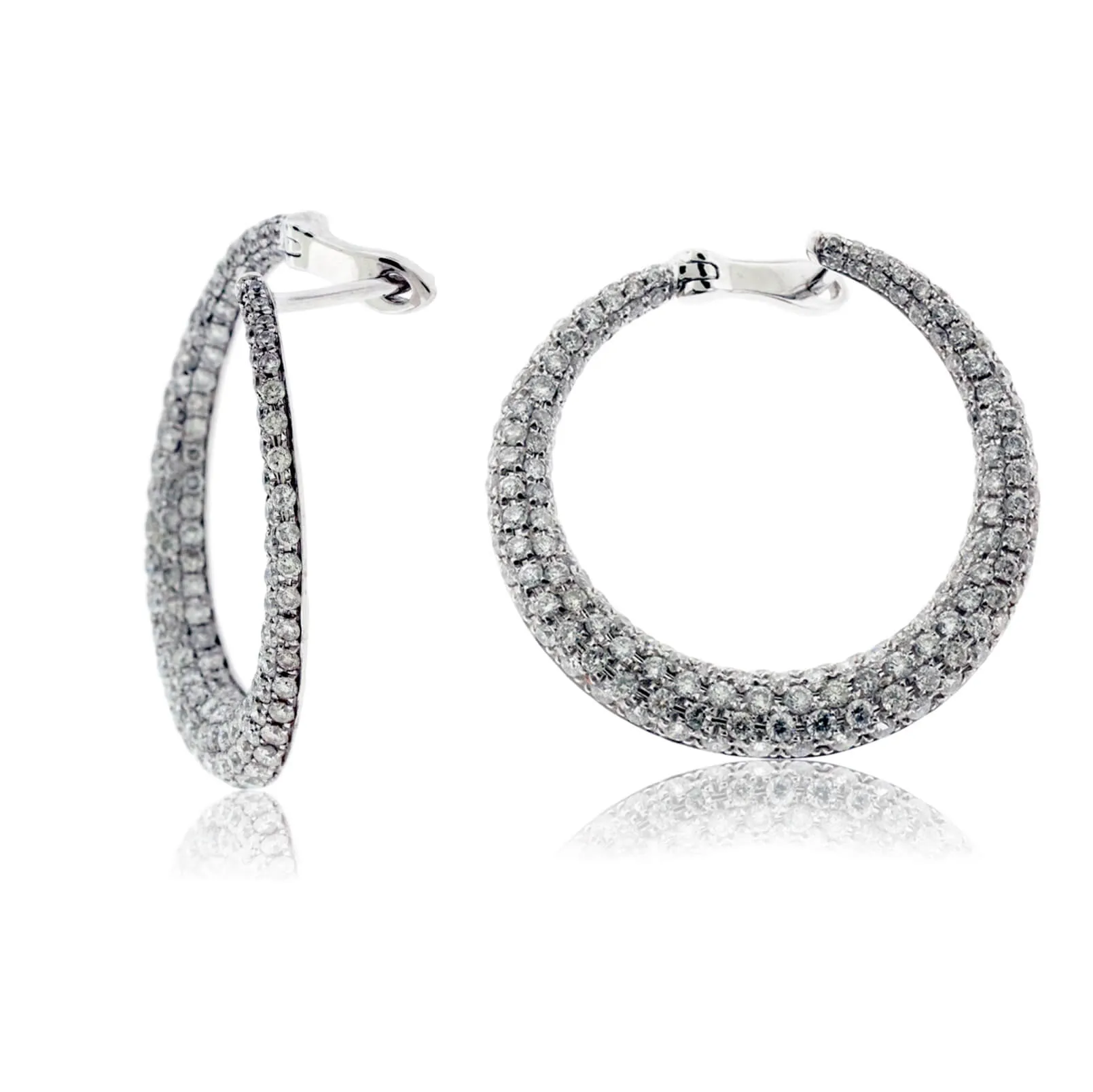 Diamond Circle Front Facing Hoop Style Earrings