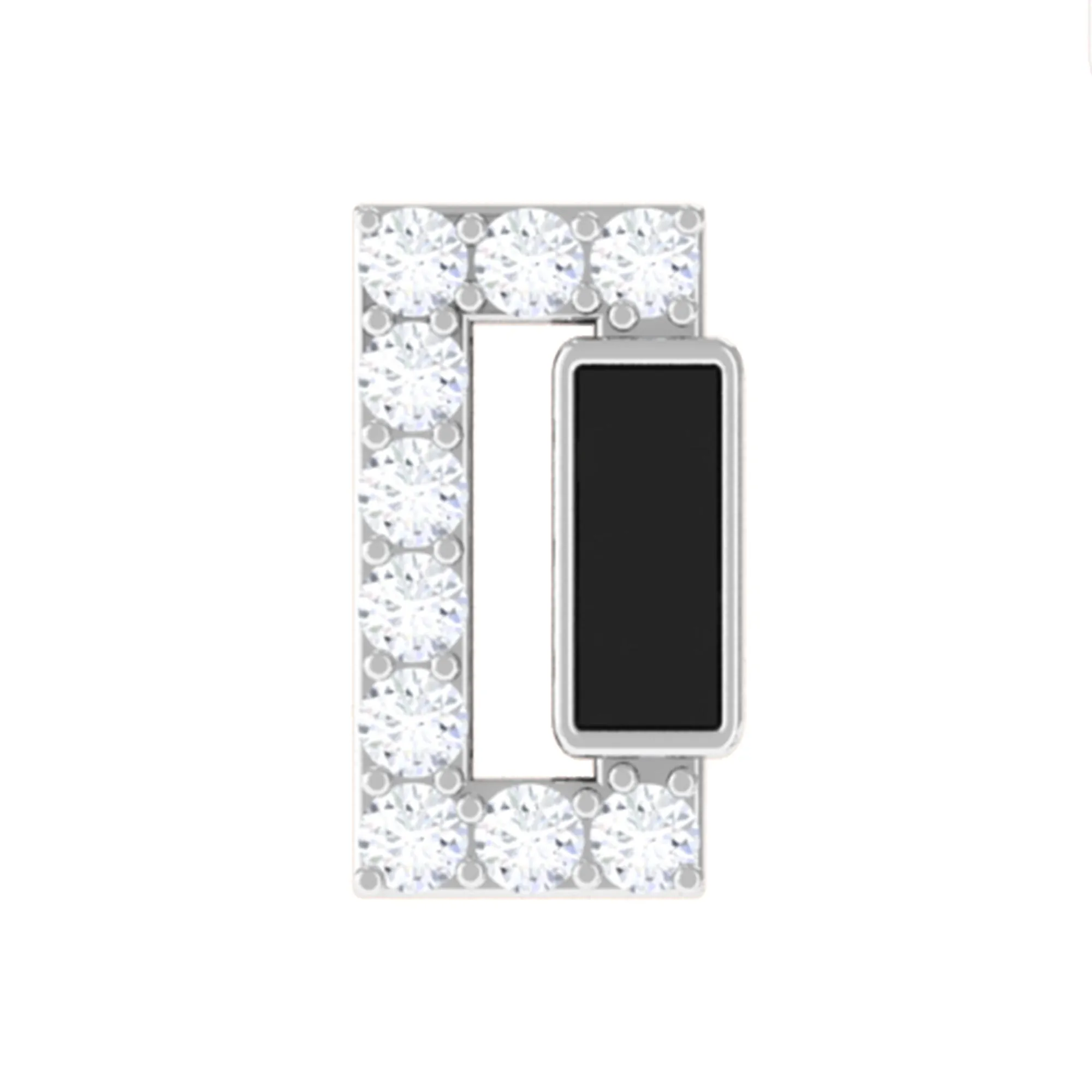 Diamond Gold Bar Tragus Earring with Black Enamel