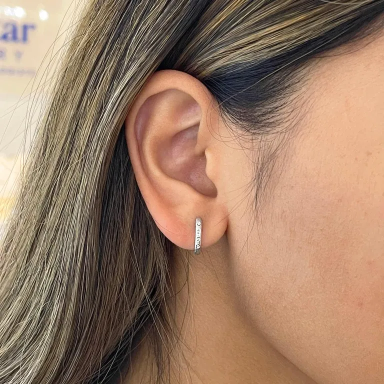 Diamond Satin Huggie Earrings
