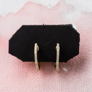 Diamond Thin Huggie Earrings in 14k Gold