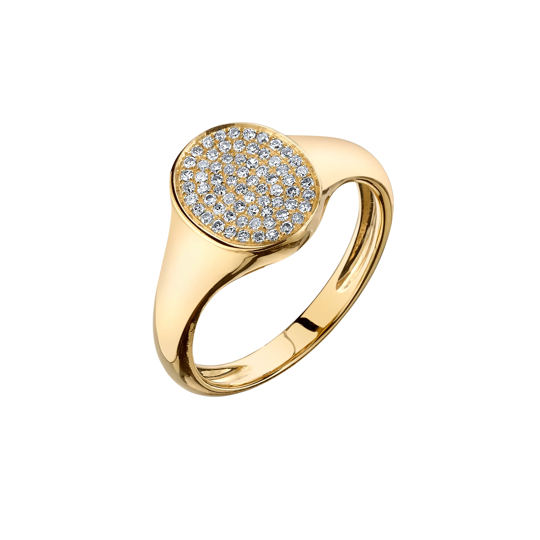 Disc Signet Ring with White Pavé Diamonds