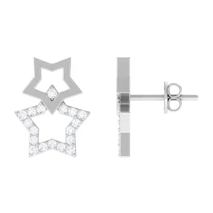 Double Star Stud Earrings with Diamond