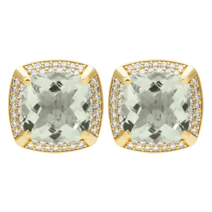 Earrings - Green Quartz And Diamond (2399F)