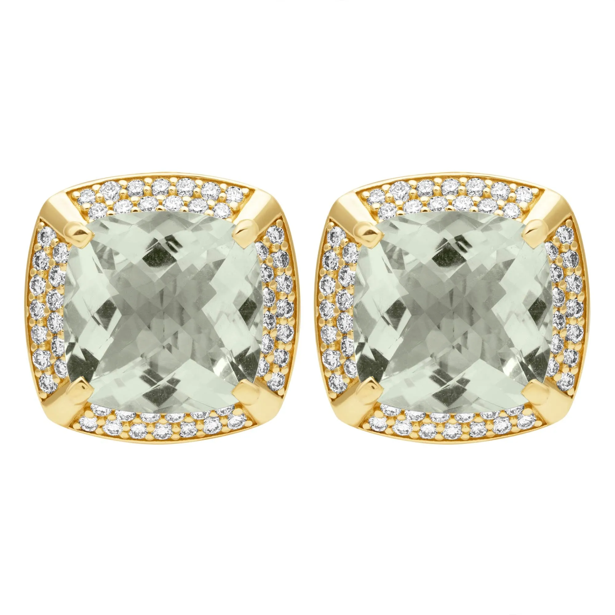 Earrings - Green Quartz And Diamond (2399F)