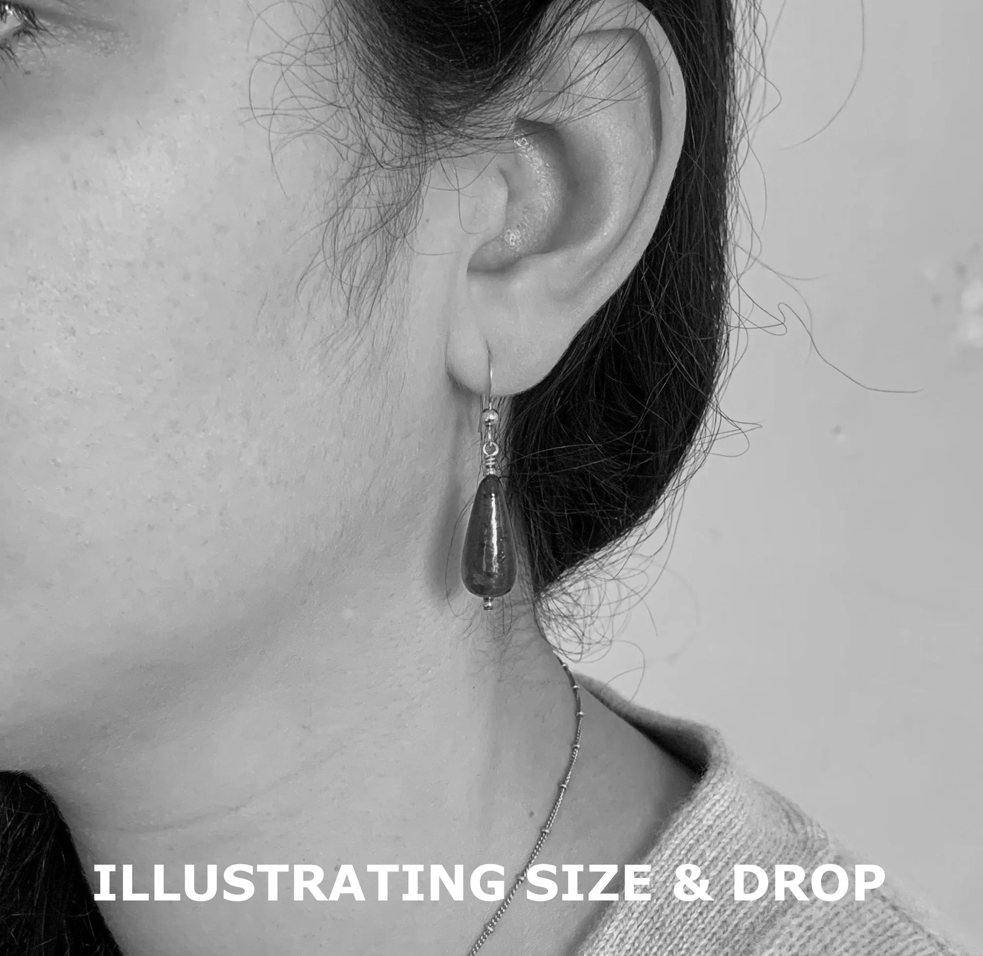 Earrings with light green (lime, peridot) Murano glass short pear drops on silver or gold