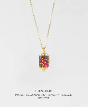 EDEN   ELIE Modern Peranakan drop pendant necklace - amethyst