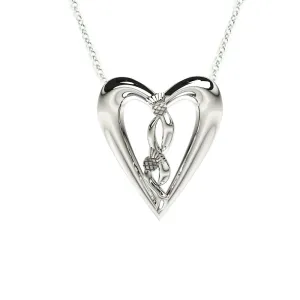 Edinburgh Celtic Thistle Heart Necklace in Silver