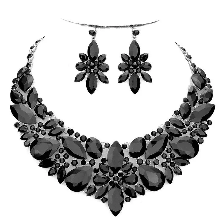 Elegant Multi Stone Evening Necklace Earrings Set by Madeline Love