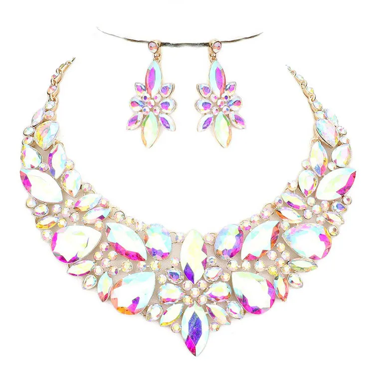 Elegant Multi Stone Evening Necklace Earrings Set by Madeline Love