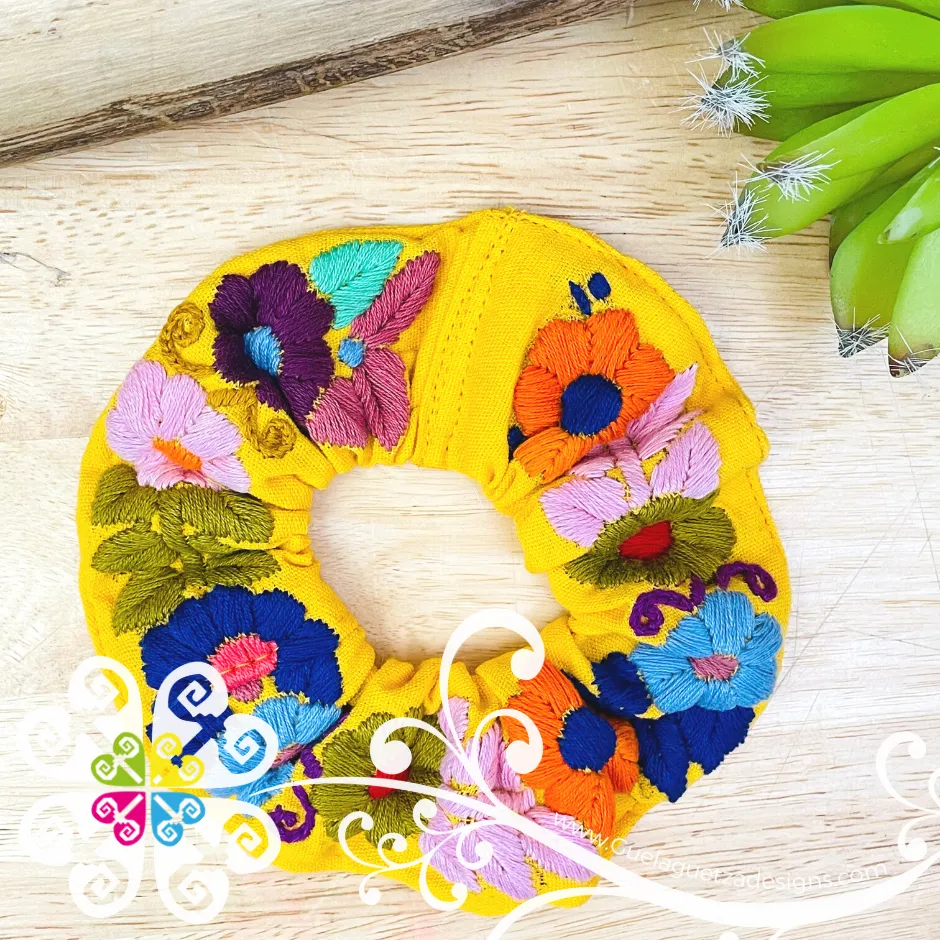 Embroider Flower Scrunchies